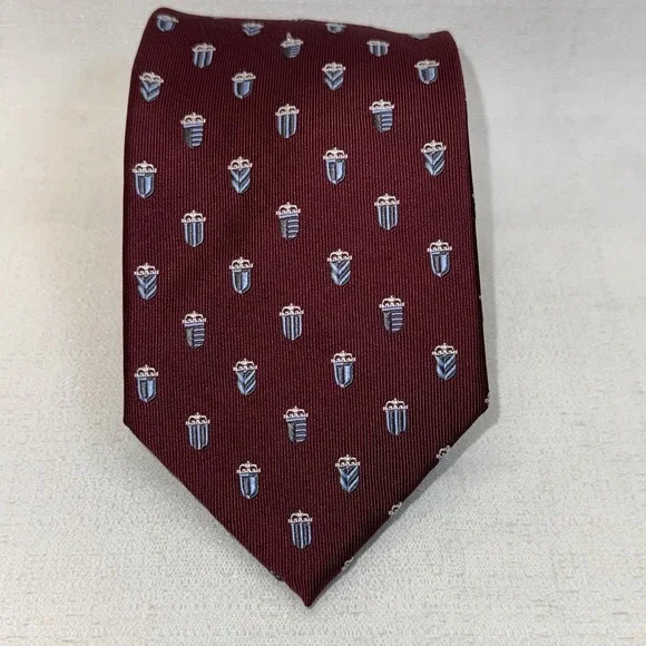 Jos. A. Bank Executive Collection Red Regimental Neat Woven Silk Long 62" Tie - Picture 2 of 6